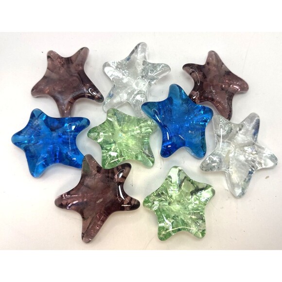 lot of  9 Vintage Art Glass Iridescent Starfish Sea Fish Paperweight Ocean Decor - Picture 7 of 7